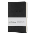 Black notebook with 'RHYMEBOOK' branding on a white background