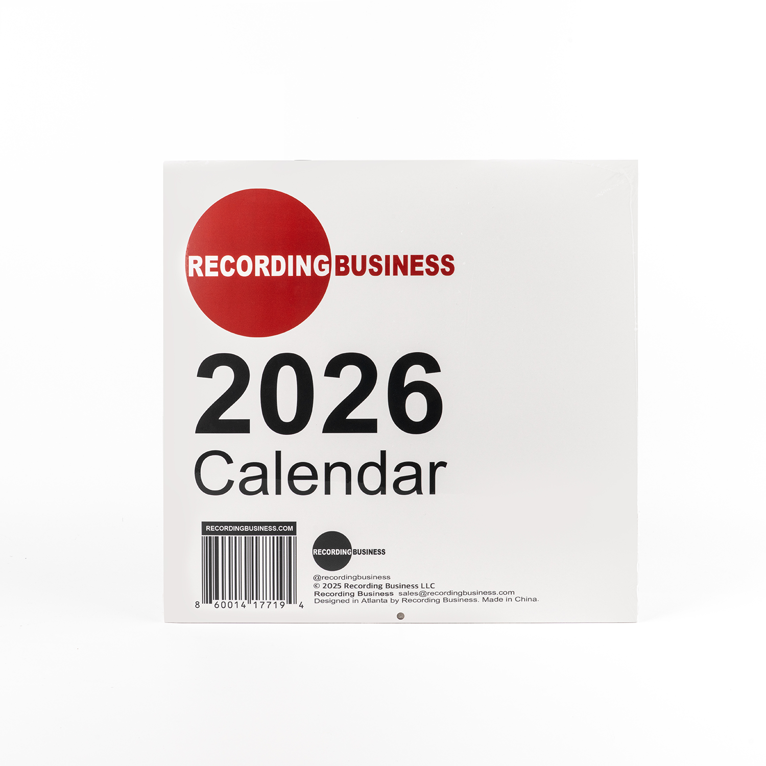 Back of Recording Business 2026 Calendar