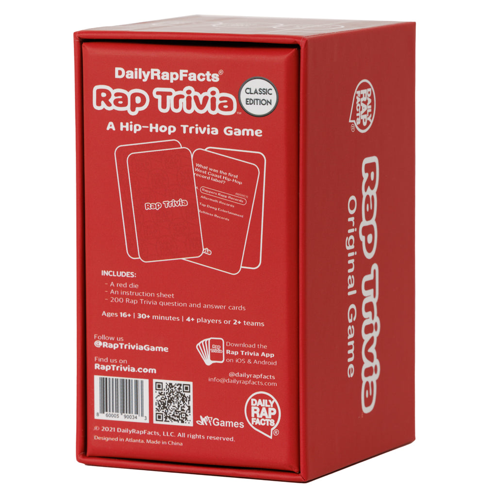 Back of Rap Trivia Game