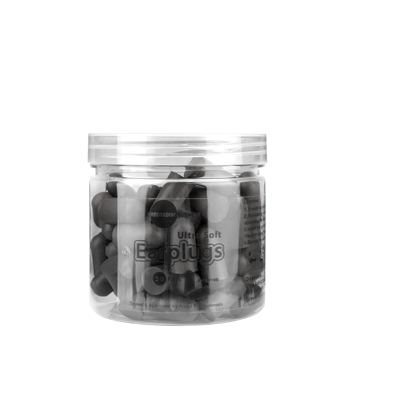 Black Ultra Soft Earplugs 31dB NRR (30 Pairs)