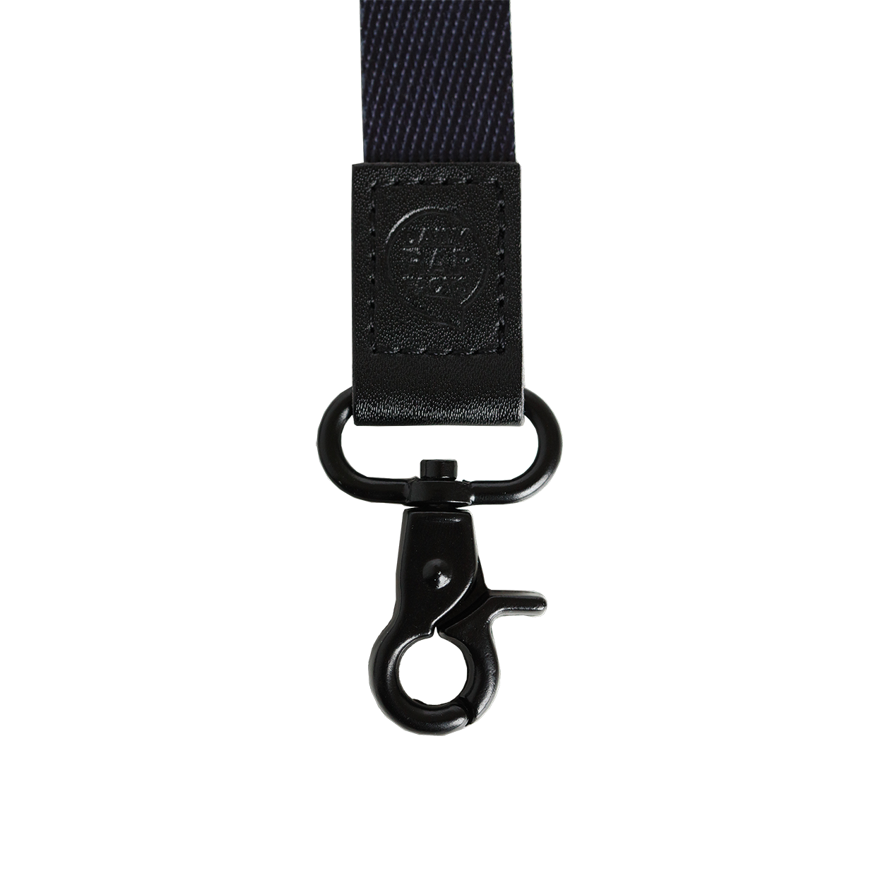 Black strap with clasp on a white background