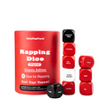 Rapping Dice set with red container and dice on a white background
