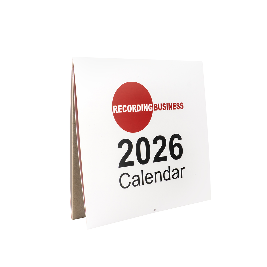 Calendar for 2026 with 'Recording Business' logo on a white background