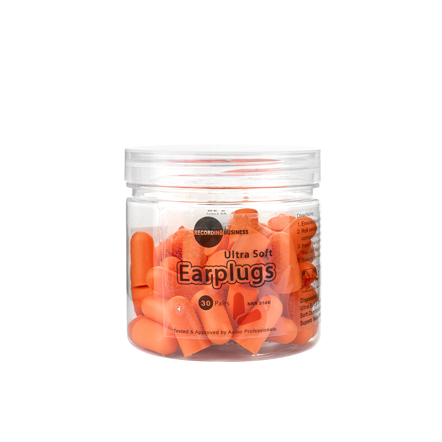 Orange Ultra Soft Earplugs 31dB NRR (30 Pairs)