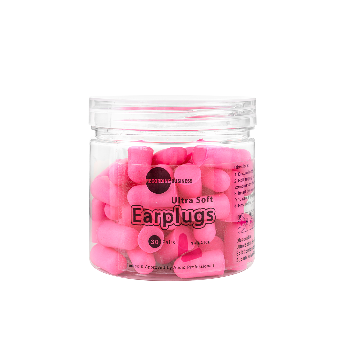 Pink Ultra Soft Earplugs 31dB NRR (30 Pairs)