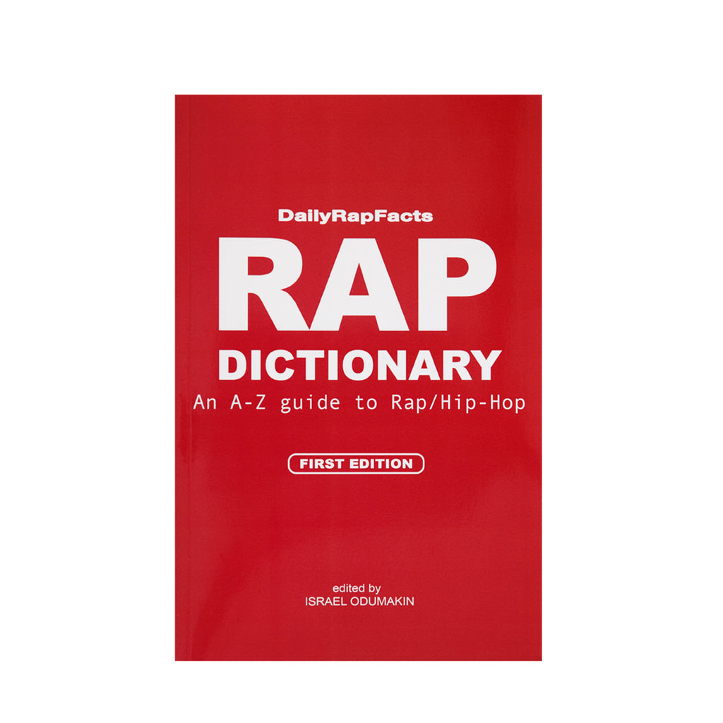 Red book titled 'RAP DICTIONARY' by DailyRapFacts on a white background