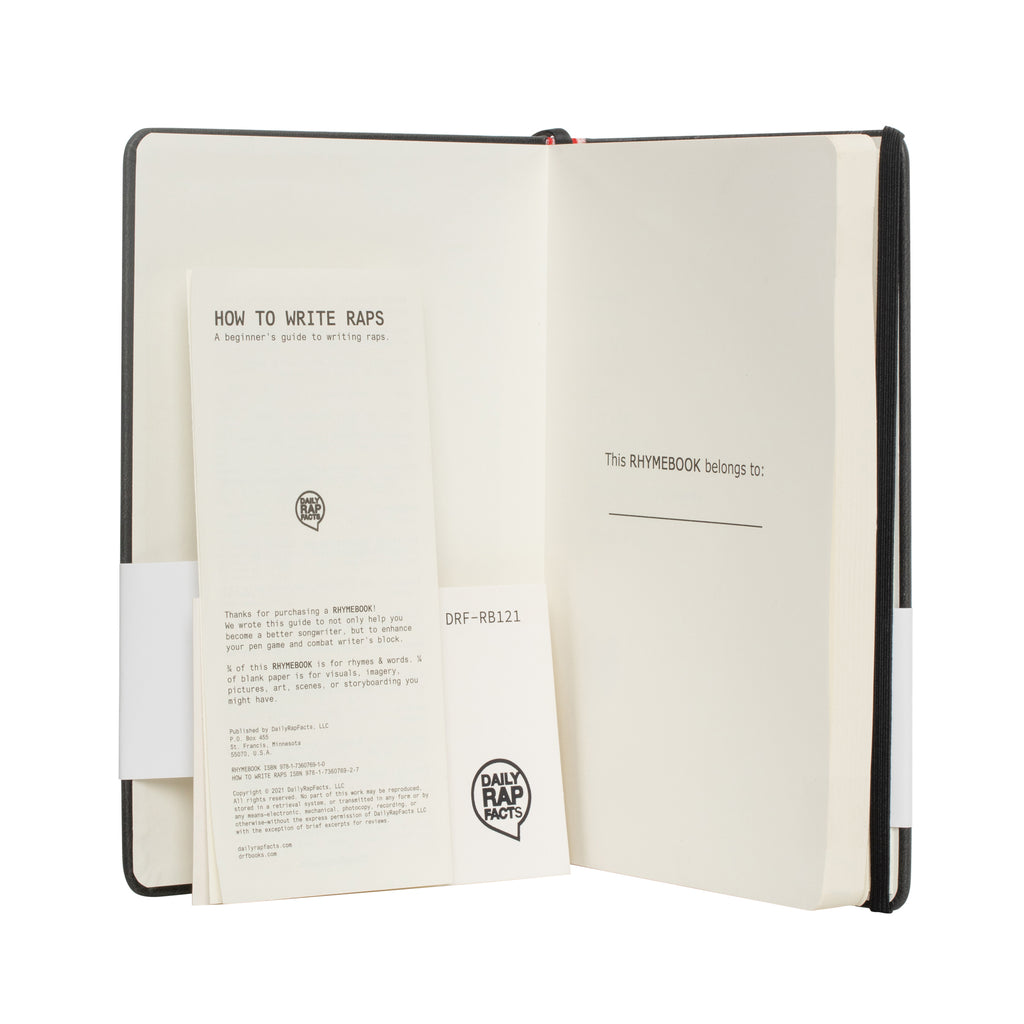 Open notebook with text on a white background