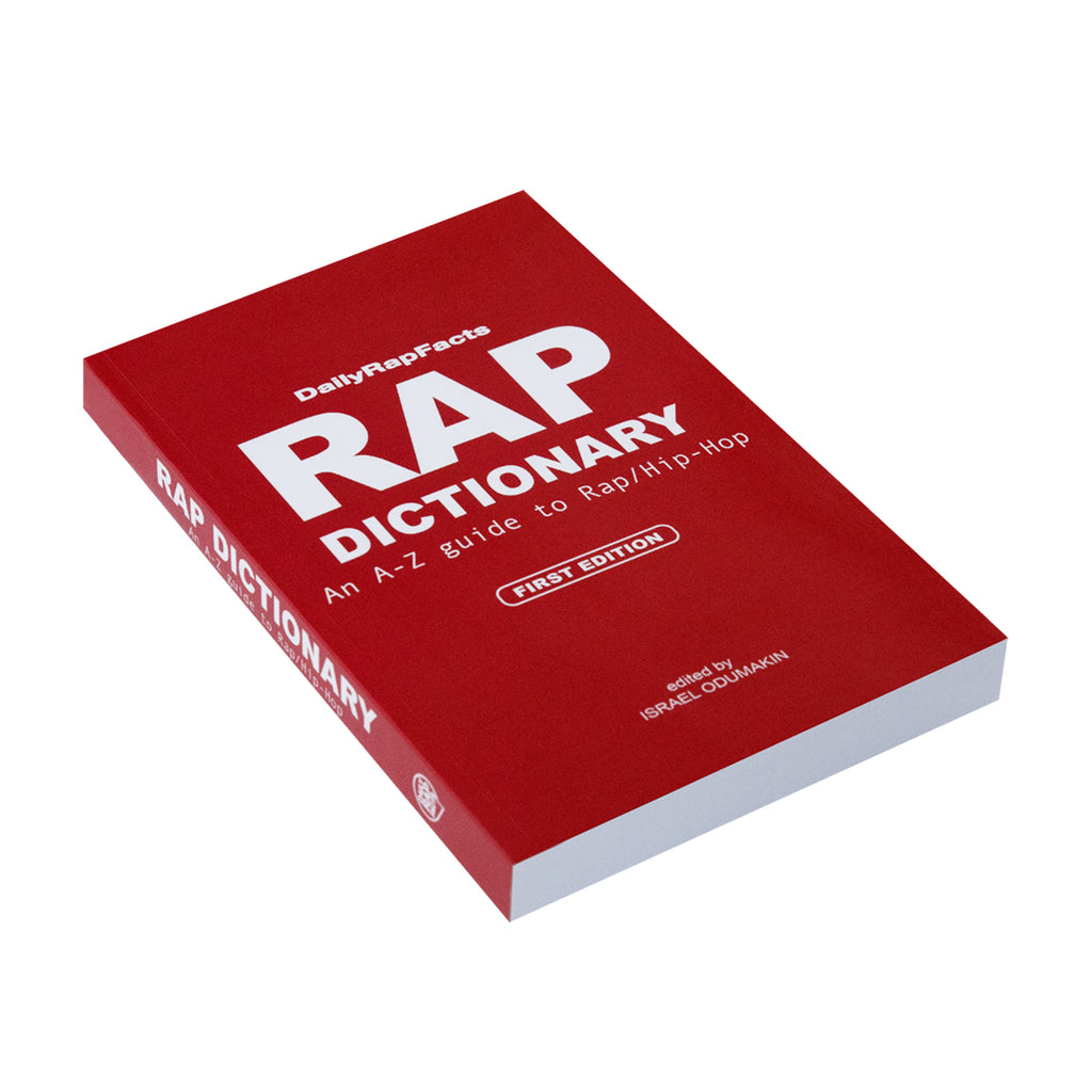 Red book titled 'Rap Dictionary' on a white background