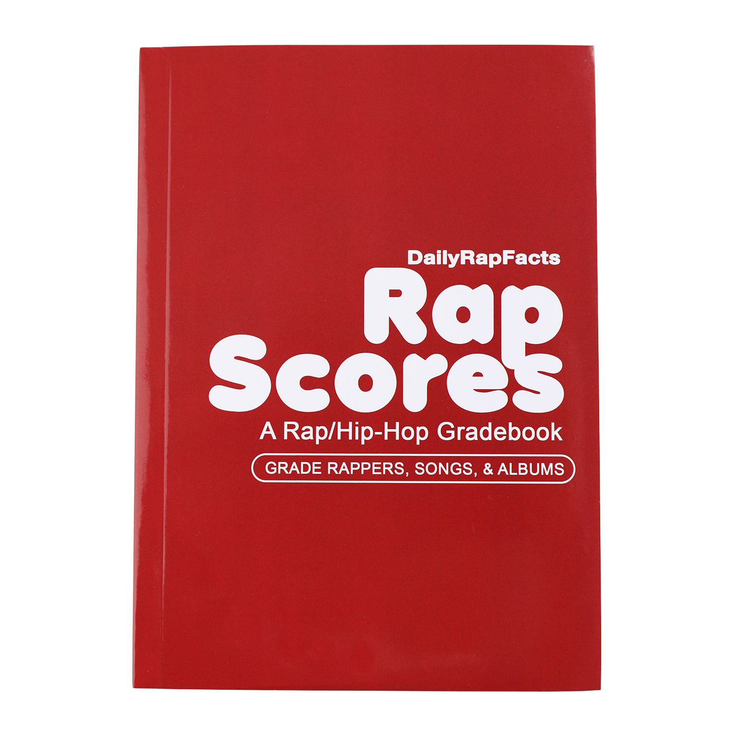 Red book titled 'Rap Scores' by DailyRapFacts on a white background