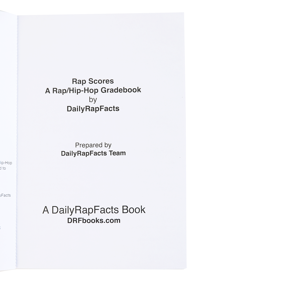 Book cover of 'Rap Scores: A Rap/Hip-Hop Gradebook' by DailyRapFacts with a white background.
