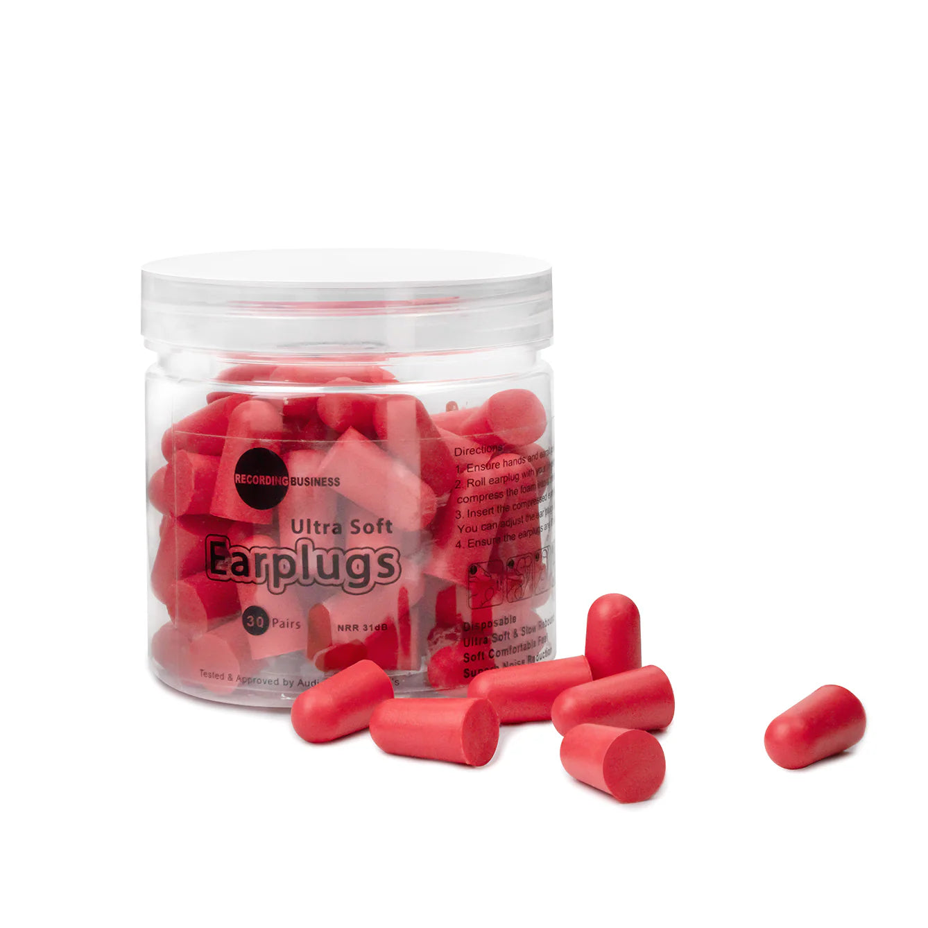 Red Ultra Soft Earplugs 31dB NRR (30 Pairs)