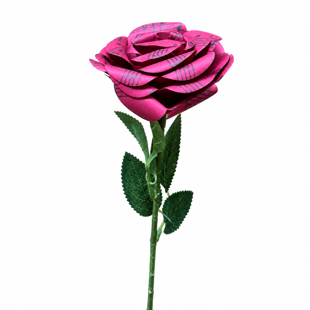 Shroses: Sheet Music Rose Paper Flowers (Dark Pink)